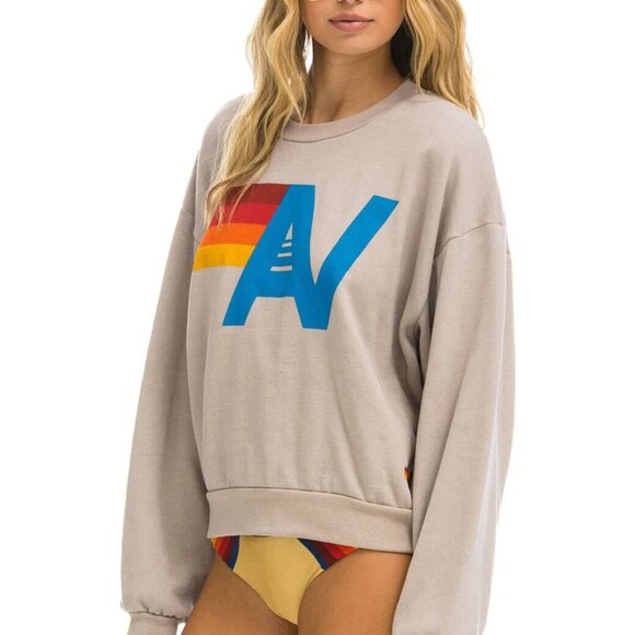 Aviator Nation NEW IN BAG Logo Relaxed Crew Sweatshirt in Sand Size Small - Picture 4 of 4